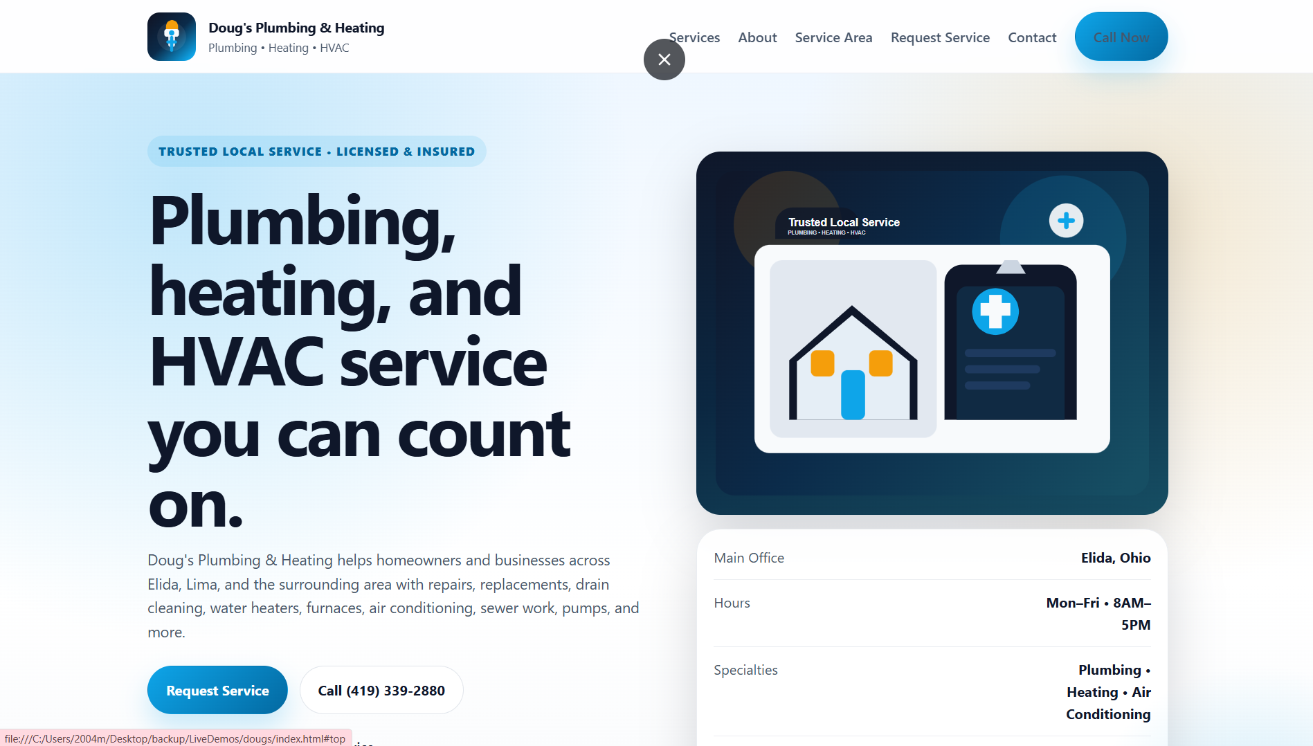 Selected custom website design build preview